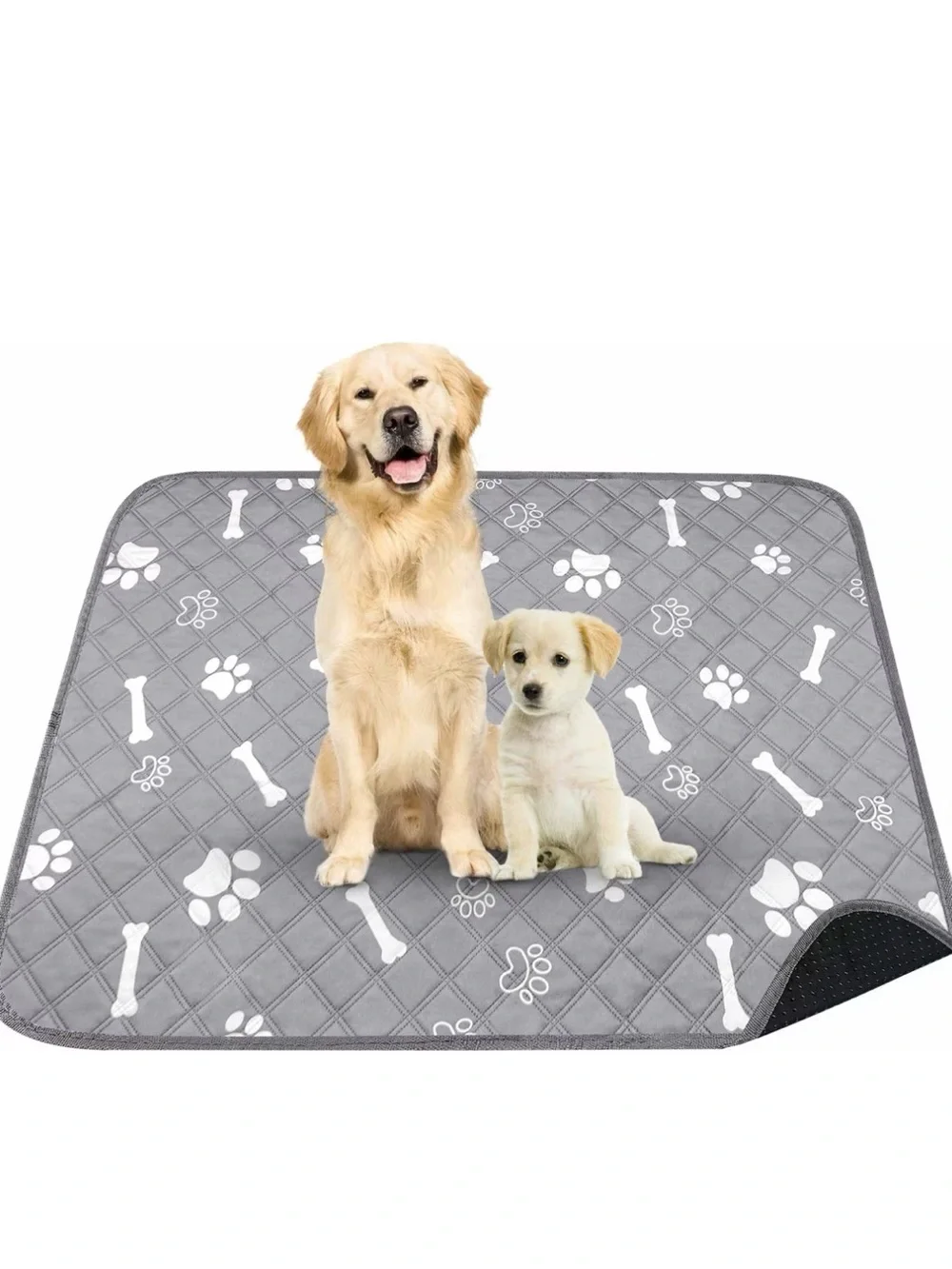 Gray Paw-Print Waterproof Dog Training & Absorbent Mat by